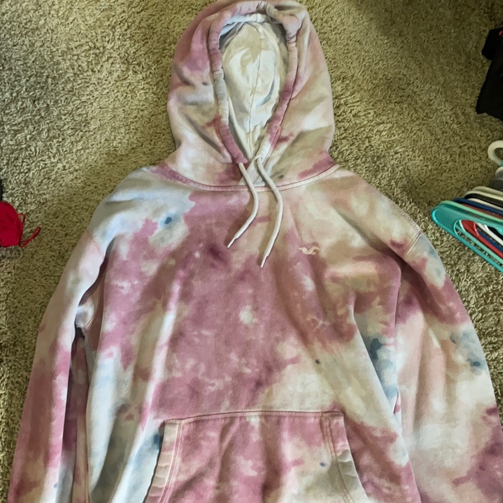 Pink tie dye hollister hoodie
